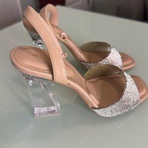 ALDO heels size 7 M Stephy heeled sandal see-through nude heels 4.5 in height